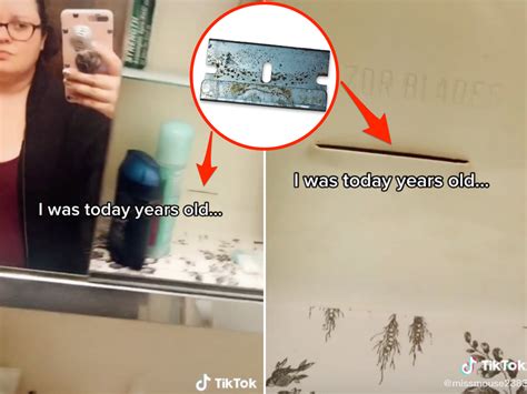 Tiktokers find old razor blades behind bathroom mirrors .